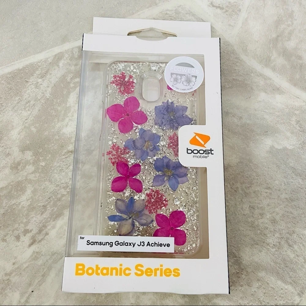 Samsung galaxy J3 achieve pressed flower sparkle botanic series phone case